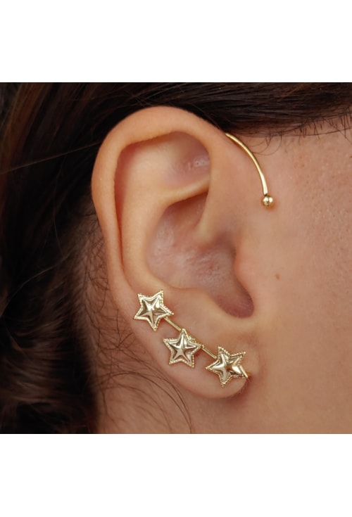 BRINCO EAR CUFF ESTRELA 3 PONTOS BM1089-O