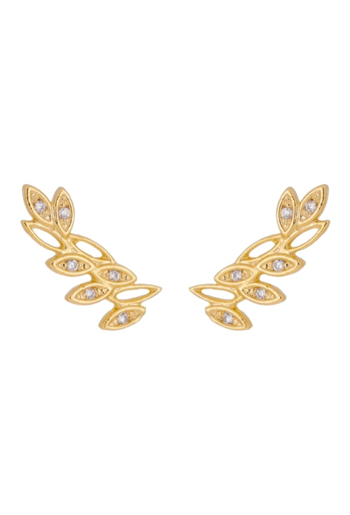 BRINCO EAR CUFF FOLHAS COM ZIRCÔNIAS NO OURO BM669-O BRINCO EAR CUFF FOLHAS COM ZIRCÔNIAS NO OURO BM669-O