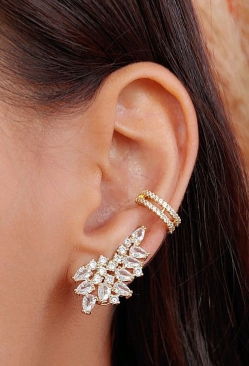 BRINCO EAR CUFF LUXO COM ZIRCÔNIAS CRISTAL BM1264-O