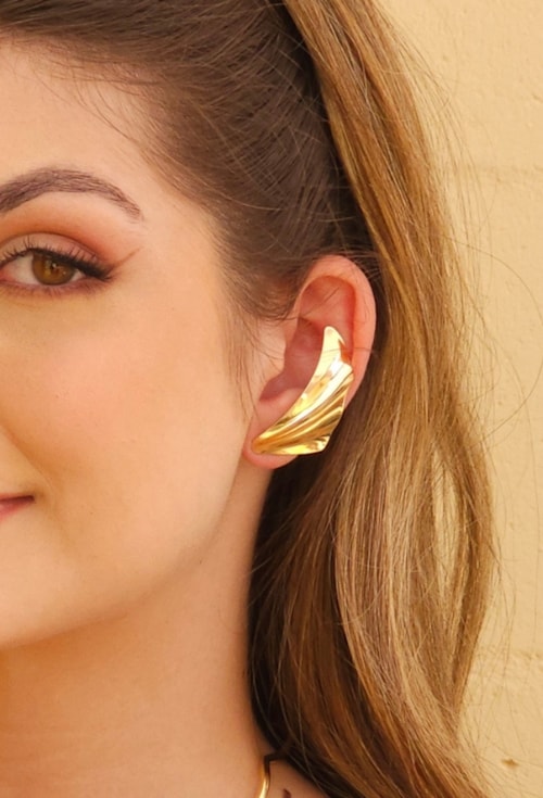 BRINCO EAR CUFF ORGÂNICO NO OURO BM1848-O