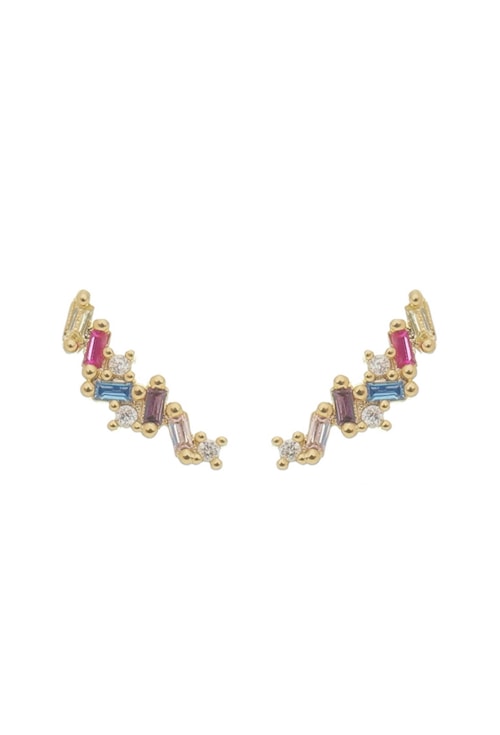 BRINCO EAR CUFF SLIM COM BAGUETES COLORIDAS BM1315-O
