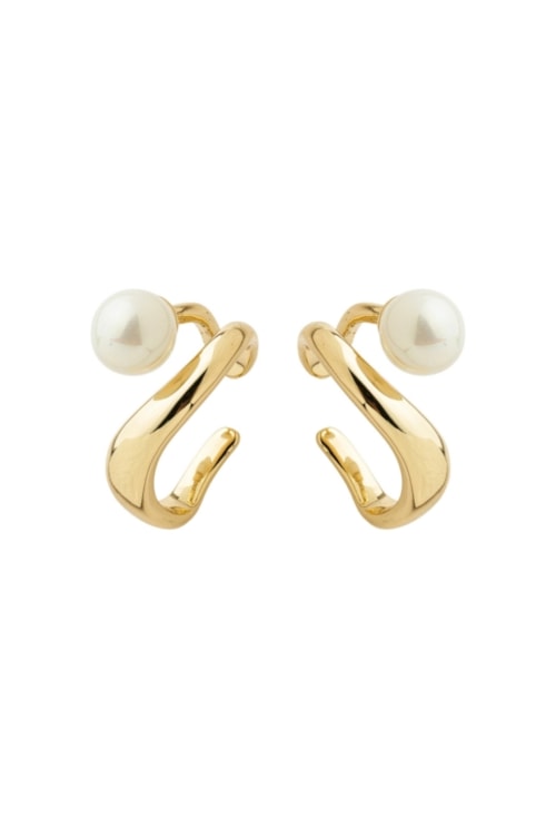BRINCO EAR HOOK COM PÉROLA NO OURO BM2055-O