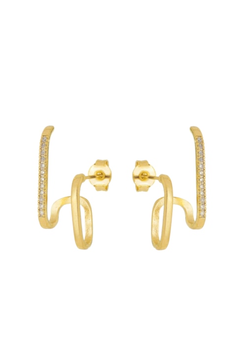 BRINCO EAR HOOK DUPLO COM ZIRCÔNIAS NO OURO BM809-O BRINCO EAR HOOK DUPLO COM ZIRCÔNIAS NO OURO BM809-O