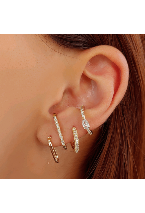BRINCO EAR HOOK DUPLO COM ZIRCÔNIAS NO OURO BM809-O