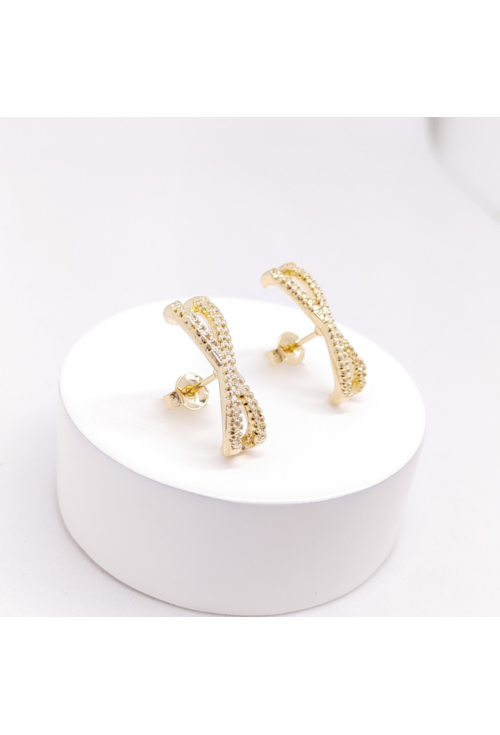 BRINCO EAR HOOK EM X TEXTURIZADO NO OURO BM430-O BRINCO EAR HOOK EM X TEXTURIZADO NO OURO BM430-O