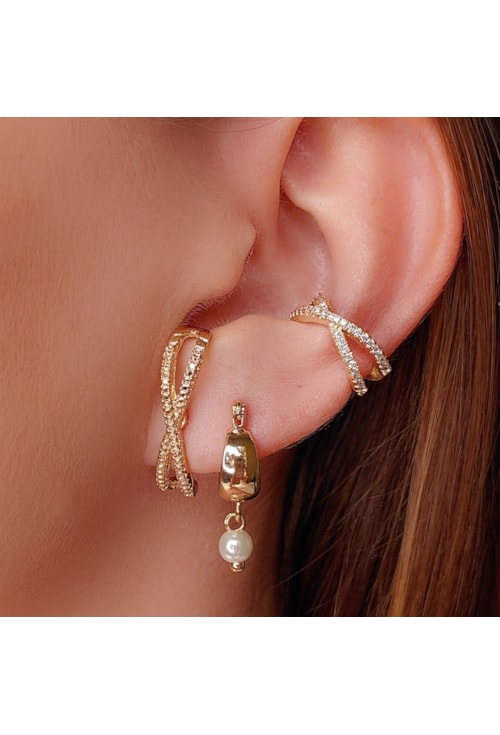 BRINCO EAR HOOK X NO OURO BM334-O