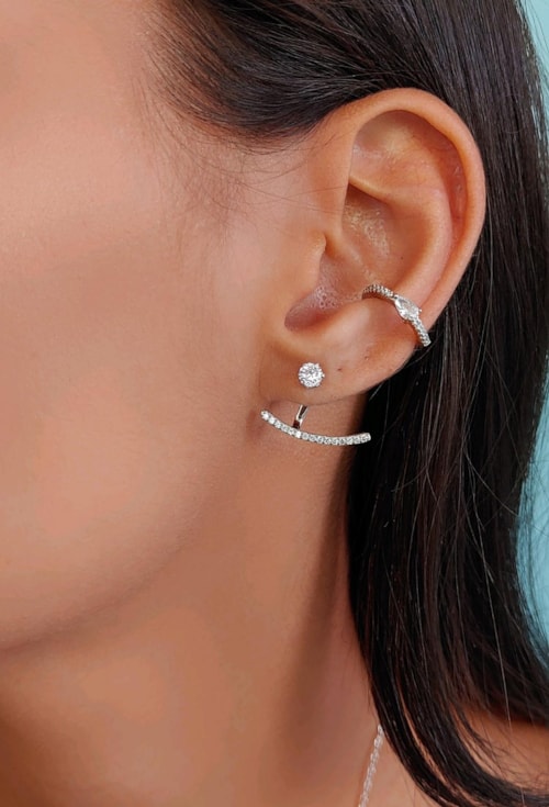 BRINCO EAR JACKET DE PONTO DE LUZ E ZIRCÔNIAS BM1087-R BRINCO EAR JACKET DE PONTO DE LUZ E ZIRCÔNIAS BM1087-R
