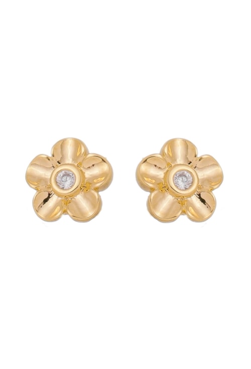 BRINCO FLOR COM ZIRCÔNIA CRISTAL NO OURO BM704-O BRINCO FLOR COM ZIRCÔNIA CRISTAL NO OURO BM704-O