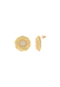 BRINCO FLOR REDONDA TEXTURIZADA CRAVEJADA BANHADA A OURO BM2329-O
