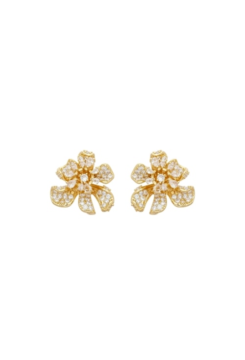 BRINCO FLORAL COM ZIRCÔNIAS CRAVEJADAS NO OURO BM2085-O