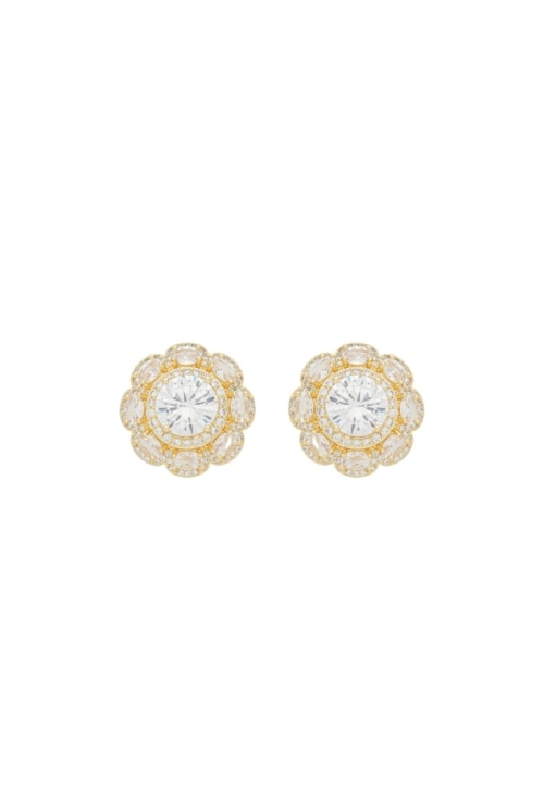 BRINCO FLORAL DOURADO COM ZIRCÔNIAS CRISTAL BM2088-O