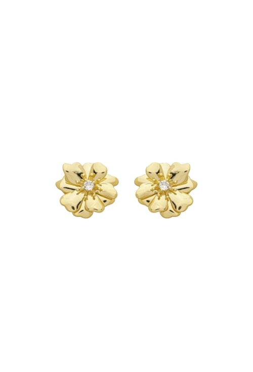 BRINCO FLORAL VOLUMOSO COM ZIRCÔNIA NO OURO BM2084-O