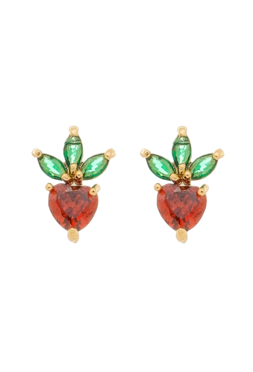 BRINCO FRUTA DE MORANGO COM ZIRCÔNIA BM1101-O