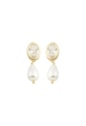 BRINCO GOTA COM PÉROLA E ZIRCÔNIA CRISTAL BANHADO A OURO BM2226-O