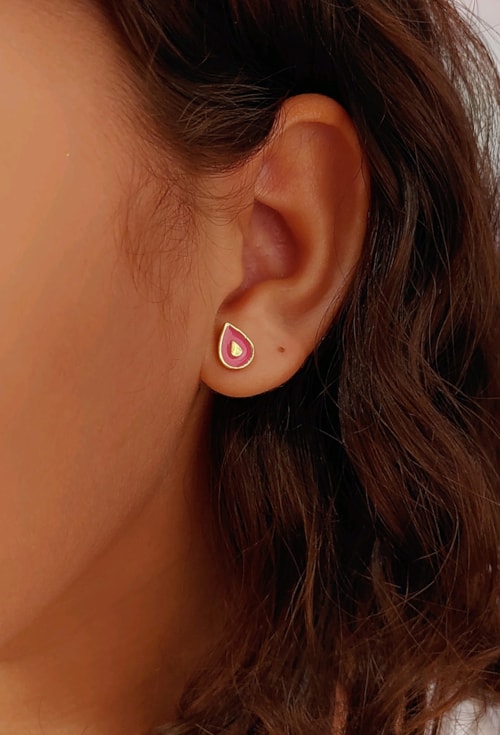 BRINCO GOTA ESMALTADA PINK BM005-O BRINCO GOTA ESMALTADA PINK BM005-O
