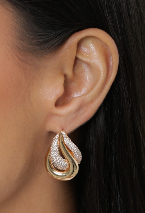 BRINCO GOTA ORGÂNICA CRAVEJADA OURO BM2213-O