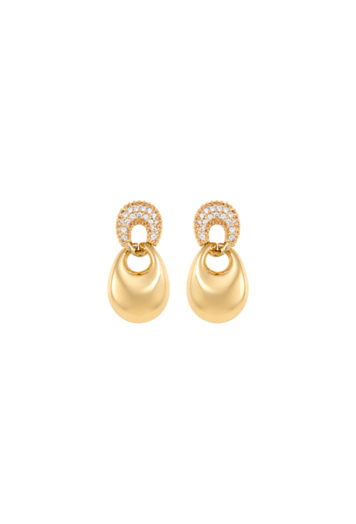 BRINCO GOTA PENDURADO CRAVEJADO BANHADO A OURO BM2333-O