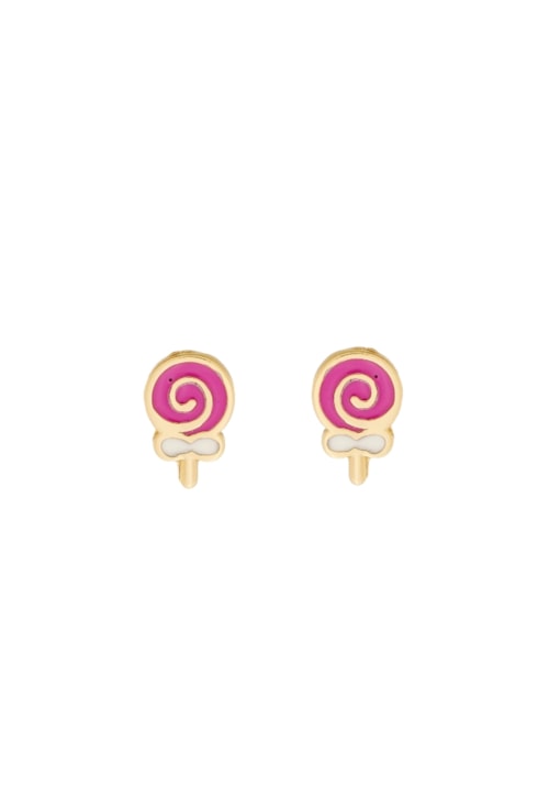 BRINCO INFANTIL DE PIRULITO ROSA NO OURO BM1865-O BRINCO INFANTIL DE PIRULITO ROSA NO OURO BM1865-O