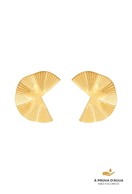 BRINCO LEQUE ORGÂNICO TEXTURIZADO AÇO DOURADO BM2121-AD