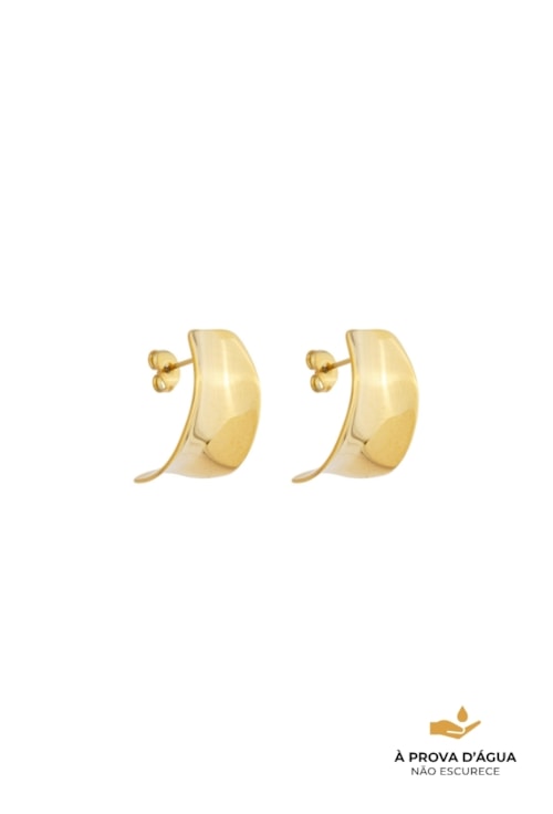 BRINCO MEIA ARGOLA CÔNCAVA LISA AÇO DOURADO BM2119-AD