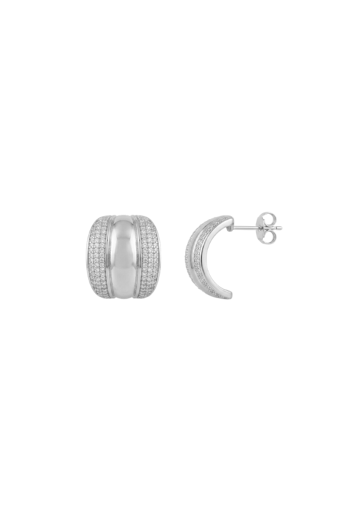 BRINCO MEIA ARGOLA CRAVEJADO COM PEDRA CRISTAL BM2109-R