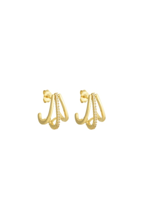 BRINCO MEIA ARGOLA TRIPLA COM ZIRCÔNIA BM1611-O BRINCO MEIA ARGOLA TRIPLA COM ZIRCÔNIA BM1611-O