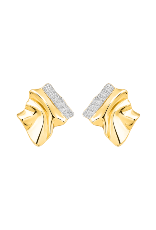 BRINCO ORGÂNICO CRAVEJADO BANHADO A OURO COM DETALHES EM RÓDIO BM2313-O/R