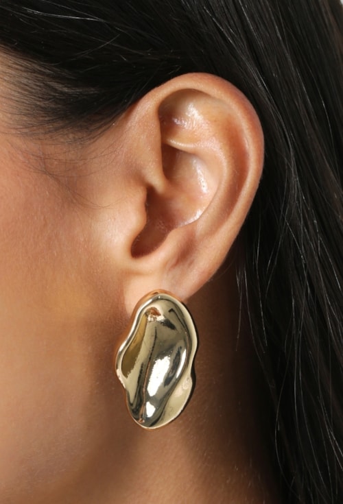 BRINCO ORGÂNICO OVAL ESCULTURAL NO OURO BM2165-O