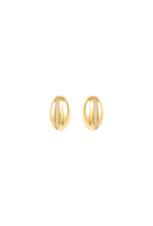 BRINCO OVAL COM FILETE CRAVEJADO BANHADO A OURO 18K BM2288-O