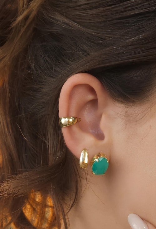 BRINCO OVAL COM PEDRA TURMALINA FUSION BM1805-O BRINCO OVAL COM PEDRA TURMALINA FUSION BM1805-O