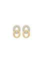 BRINCO OVAL DUPLO CRAVEJADO ZIRCÔNIA BANHADO OURO E RÓDIO BM2223-O/R