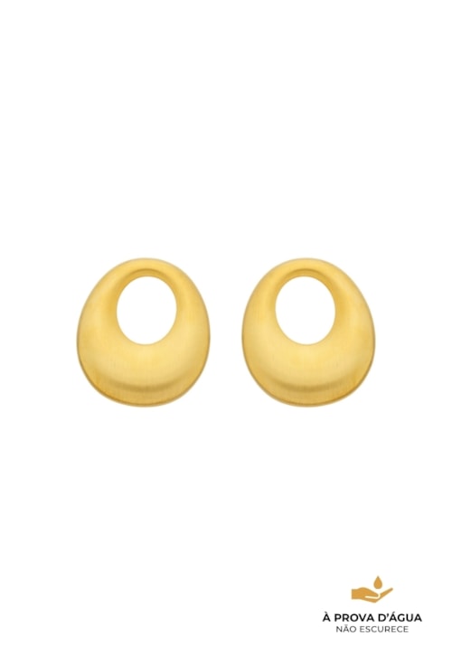 BRINCO OVAL ESCULTURAL VAZADO AÇO INOX DOURADO BM2168-AD