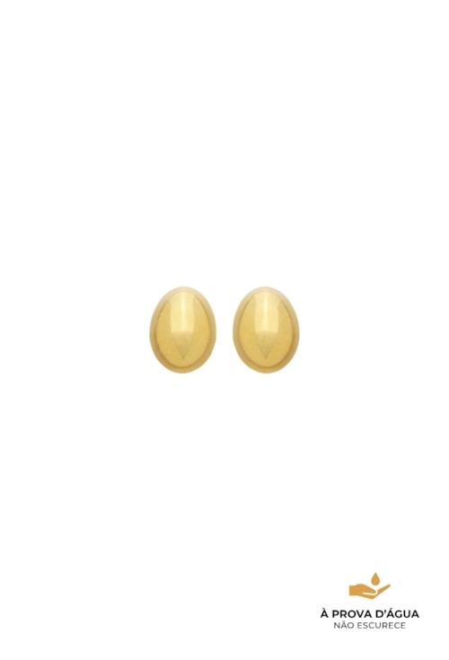 BRINCO OVAL ORGÂNICO AÇO INOX DOURADO BM2211-AD