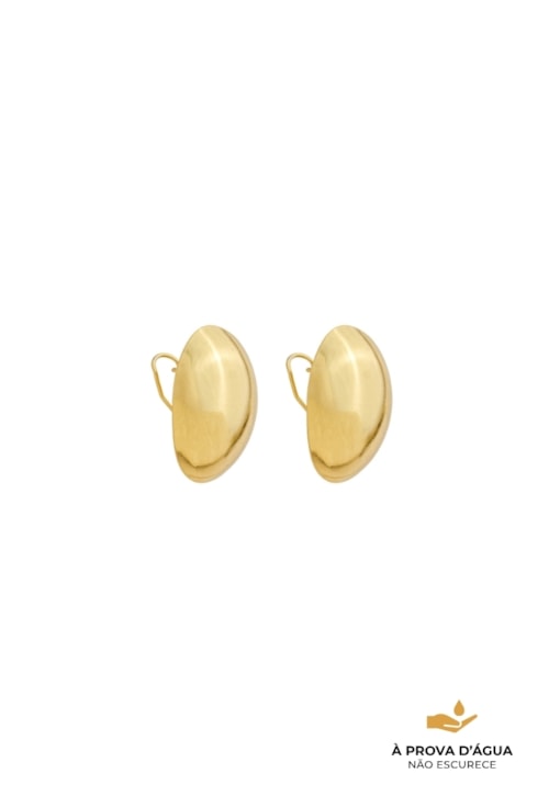 BRINCO OVAL POLIDO EM AÇO INOX DOURADO BM2144-AD