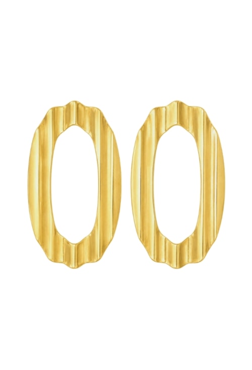 BRINCO OVAL VAZADO ESTAMPADO BANHADO OURO BM2217-O