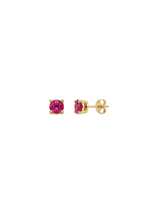 BRINCO PONTO DE LUZ REDONDO COM ZIRCÔNIA PINK BANHADO A OURO BM2264-O