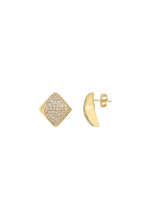 BRINCO QUADRADO CRAVEJADO COM PONTA LISA DOURADO BM2111-O