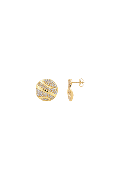BRINCO REDONDO CRAVEJADO COM ONDAS BANHADO A OURO BM2327-O