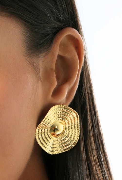 BRINCO REDONDO TEXTURIZADO CÔNCAVO OURO BM2177-O