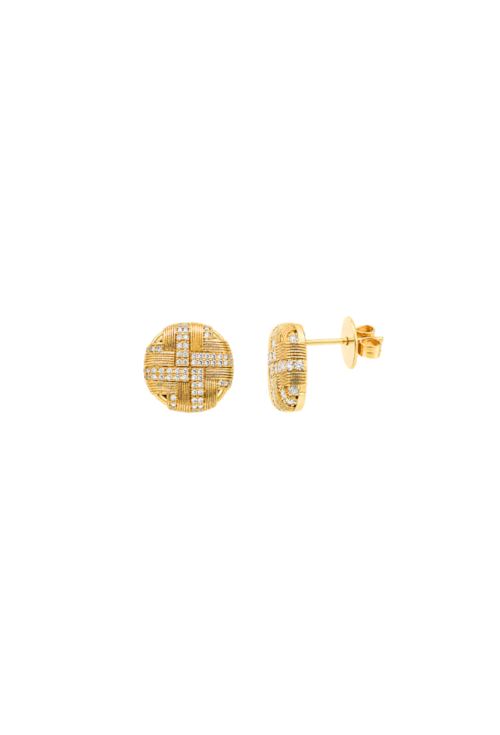 BRINCO REDONDO TEXTURIZADO CRAVEJADO BANHADO A OURO BM2332-O
