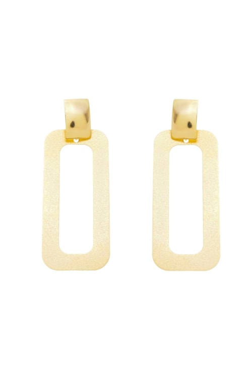BRINCO RETANGULAR FOSCO COM BASE LISA NO OURO BM1717-O BRINCO RETANGULAR FOSCO COM BASE LISA NO OURO BM1717-O