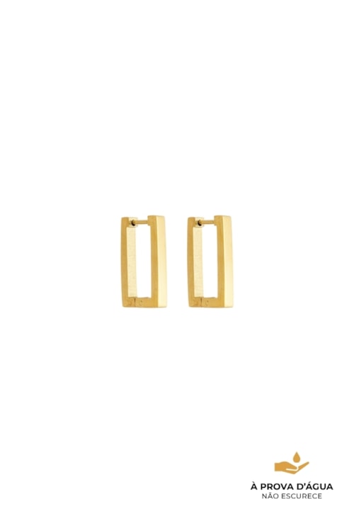 BRINCO RETANGULAR LISO EM AÇO INOX DOURADO BM2101-AD