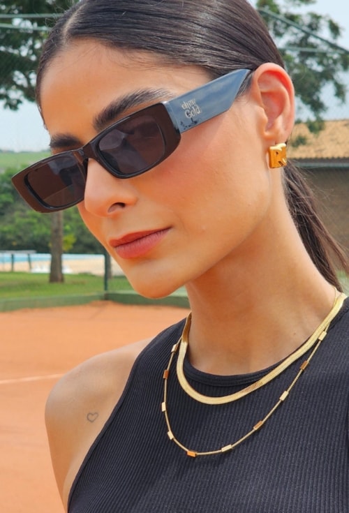 BRINCO RETANGULAR ORGÂNICO EM AÇO INOX DOURADO BM2102-AD