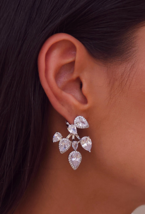 BRINCO RÓDIO COM GOTAS CRISTAL CRAVEJADAS BM2090-R BRINCO RÓDIO COM GOTAS CRISTAL CRAVEJADAS BM2090-R