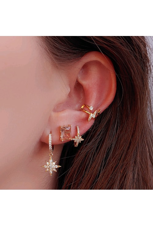 BRINCO SOLITÁRIO MORGANITA RETANGULAR BM1158-O BRINCO SOLITÁRIO MORGANITA RETANGULAR BM1158-O