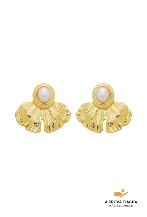 BRINCO TEXTURIZADO COM PÉROLA EM AÇO DOURADO BM2133-AD