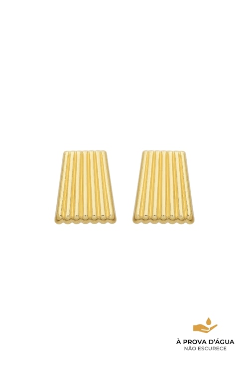 BRINCO TRAPÉZIO TEXTURIZADO EM AÇO INOX DOURADO BM2080-AD