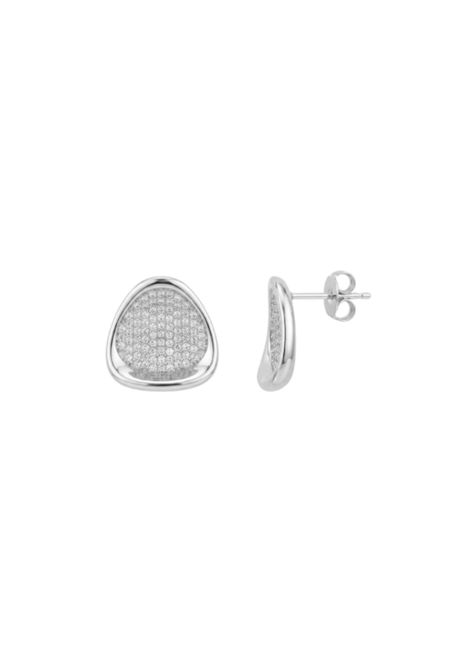 BRINCO TRIANGULAR CRAVEJADO COM PEDRA CRISTAL BM2108-R