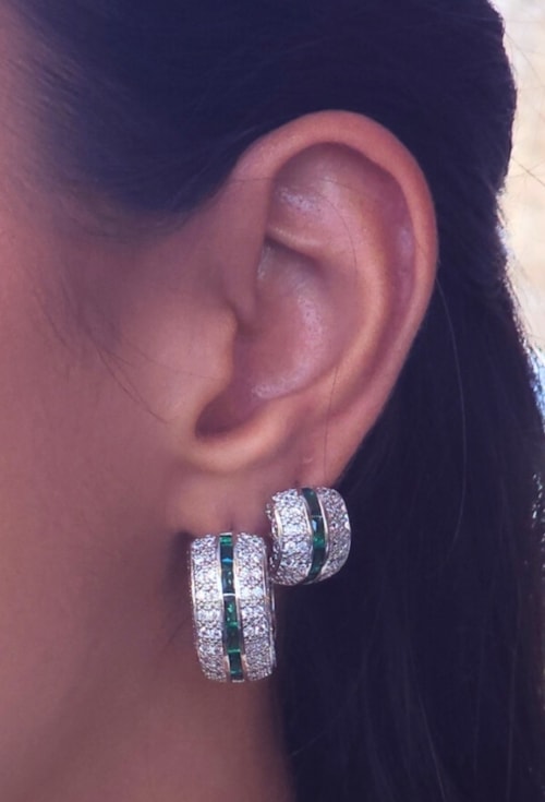 BRINCO TRIO ARGOLA CRAVEJADO ESMERALDA RÓDIO BM2188-R