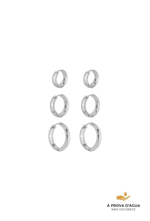 BRINCO TRIO ARGOLA GRANDE LISA AÇO INOX BM2176-A